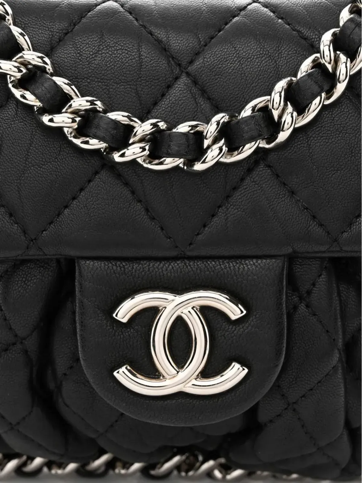 CHANEL ビンテージ ミニ クラシック フラップ パッド入りショルダーバッグ - ブラック - 画像4