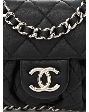 CHANEL ビンテージ ミニ クラシック フラップ パッド入りショルダーバッグ - ブラック - サムネイル4