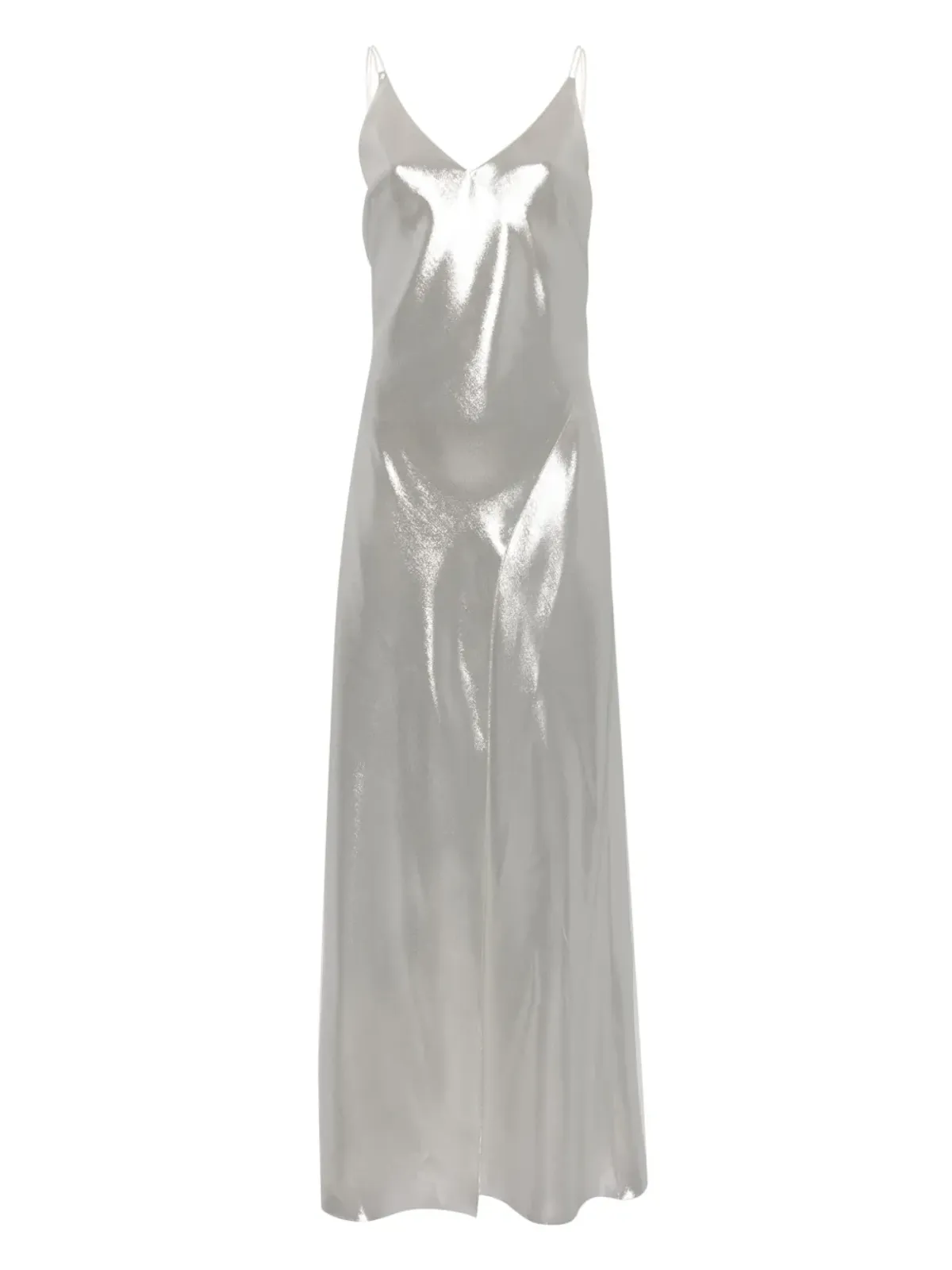 Carine Gilson ラメ糸ディテール・シルク・スリップドレス - Silver - 画像1