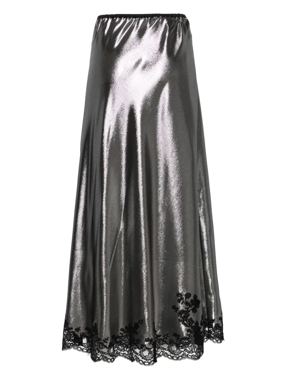 Carine Gilson lace-trim lurex maxi skirt - Silver - 画像2
