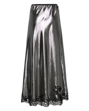 Carine Gilson lace-trim lurex maxi skirt - Silver - サムネイル2