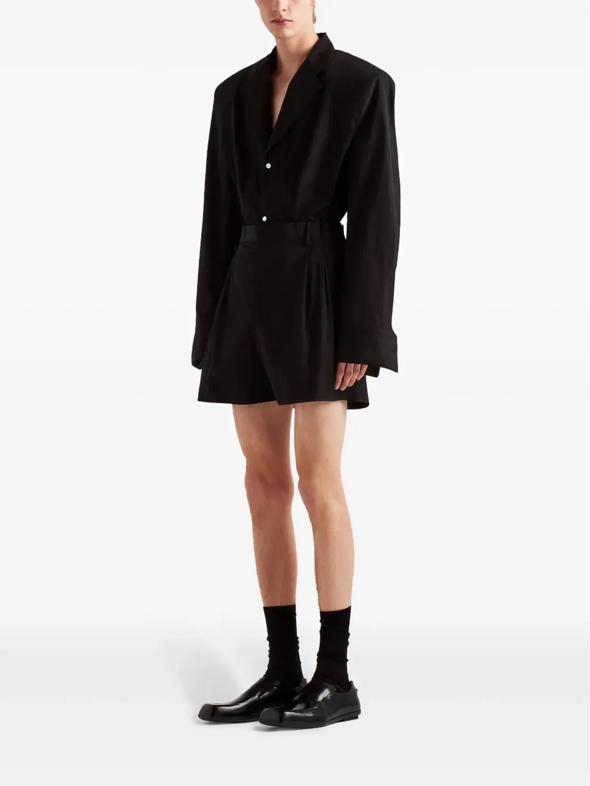 Prada シングルブレスト コットンブレザー ブラック - 画像2