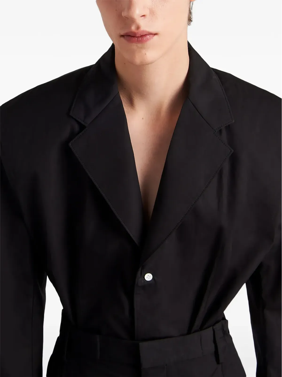 Prada シングルブレスト コットンブレザー ブラック - 画像4