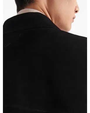 Prada シングルブレスト スエードコート ブラック - サムネイル5