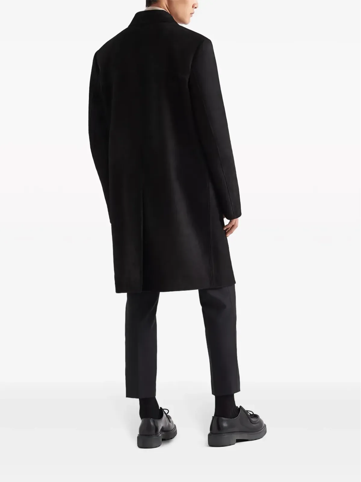 Prada シングルブレスト スエードコート ブラック - 画像3
