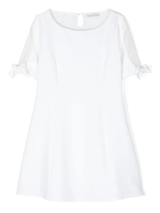 Monnalisa Monnalisa クレープ生地のレースドレス - Whiteの商品画像
