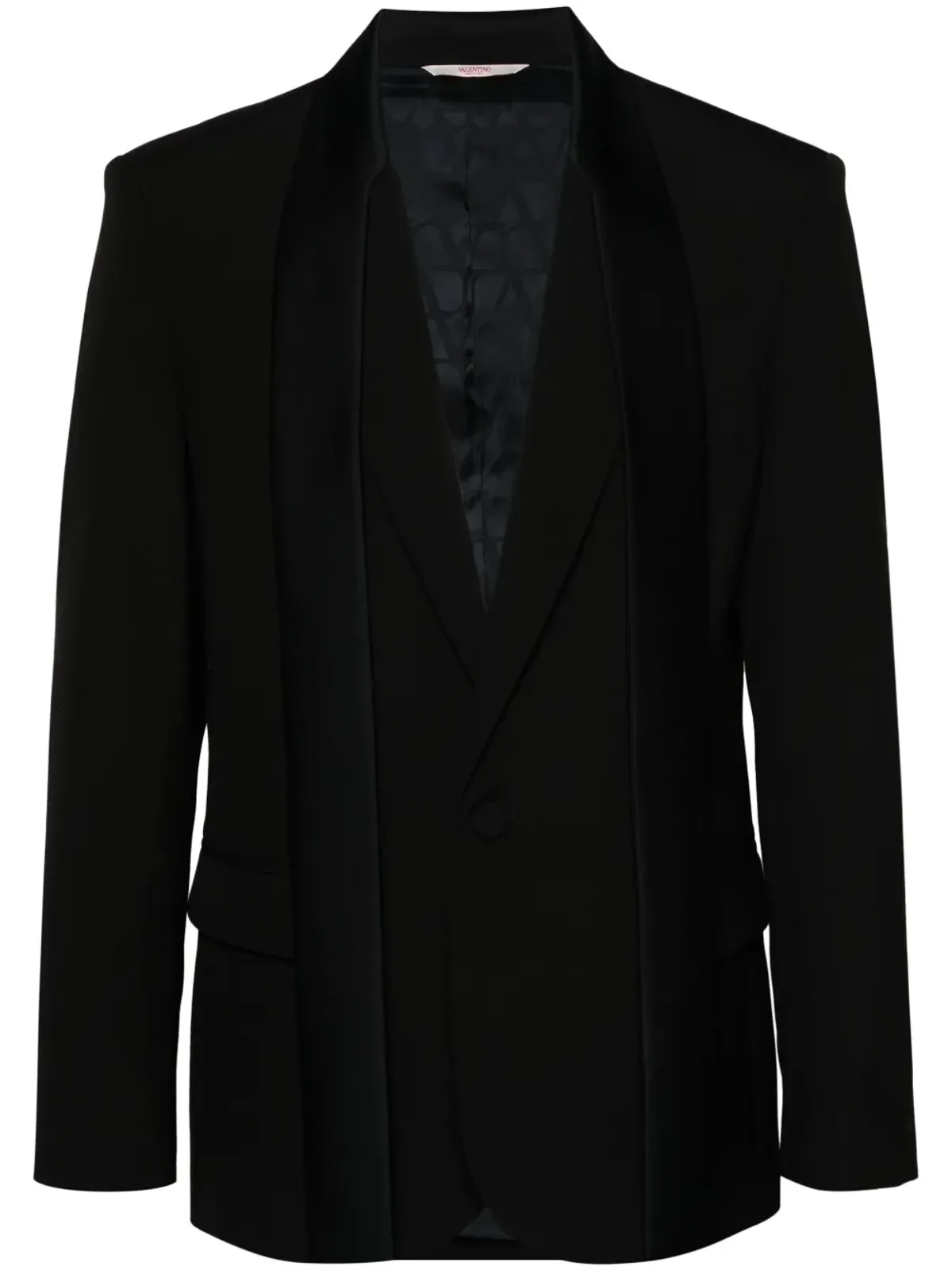 Valentino Garavani スカーフディテール ウール ブレザー ブラック - 画像1