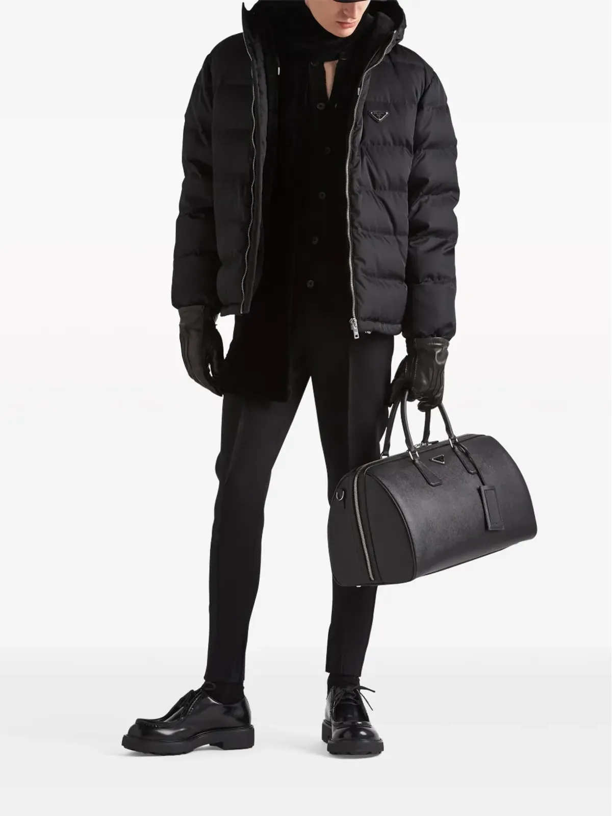 Prada Re-Nylon クロップド丈ダウンジャケット - ブラック - 画像2