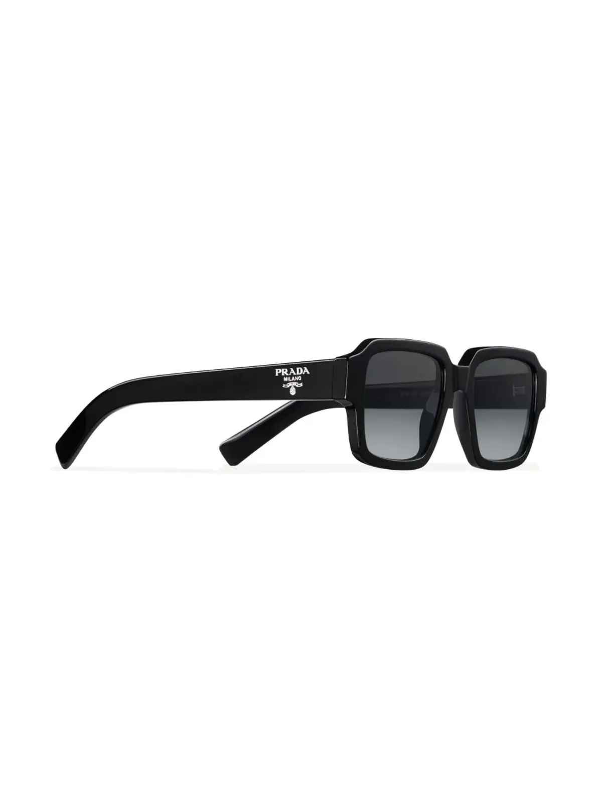 Prada ロゴディテールの長方形フレーム サングラス - ブラック - 画像3