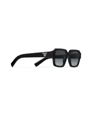 Prada ロゴディテールの長方形フレーム サングラス - ブラック - サムネイル3