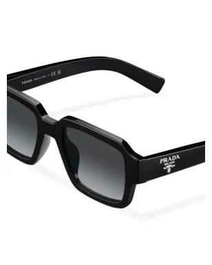 Prada ロゴディテールの長方形フレーム サングラス - ブラック - サムネイル4