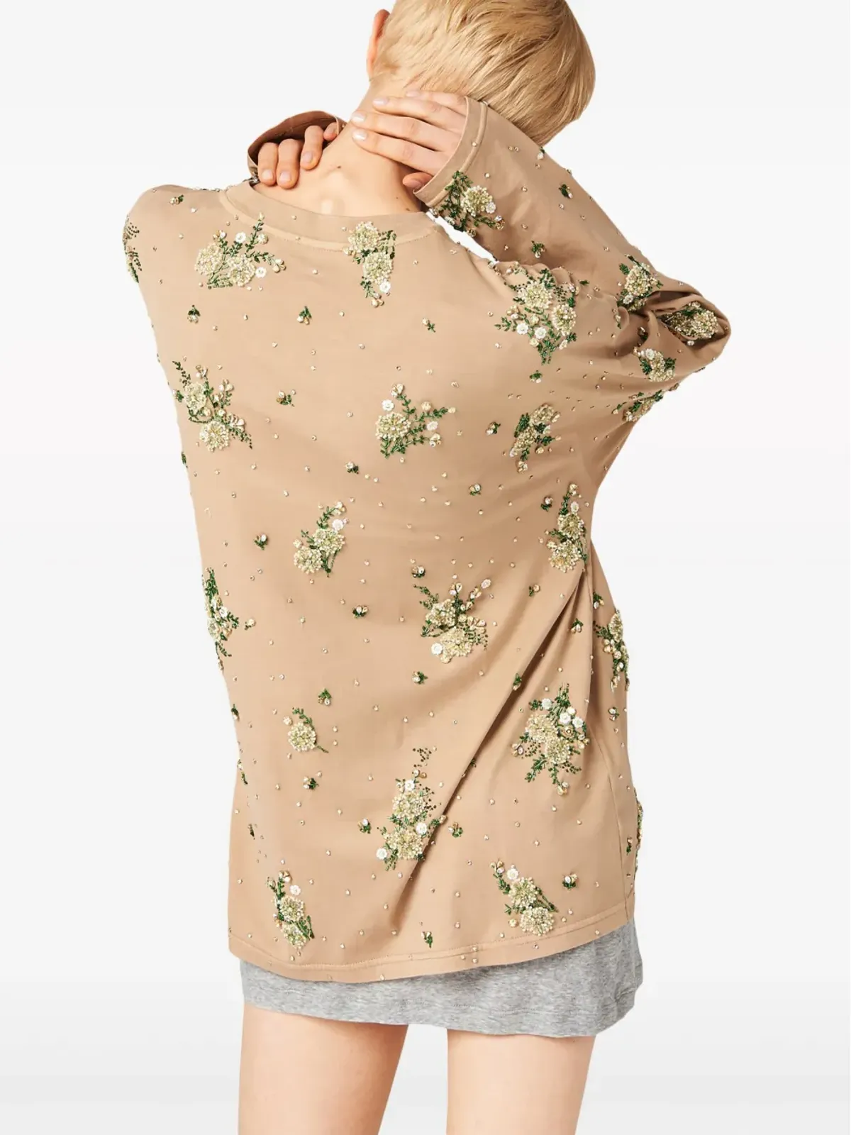 Miu Miu フローラルアップリケ付きコットンTシャツ - 画像3