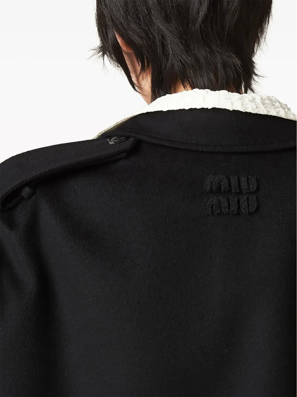 Miu Miu ダブルブレスト ベロア トレンチコート - Black - 画像5