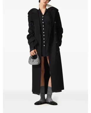 Miu Miu ダブルブレスト ベロア トレンチコート - Black - サムネイル2