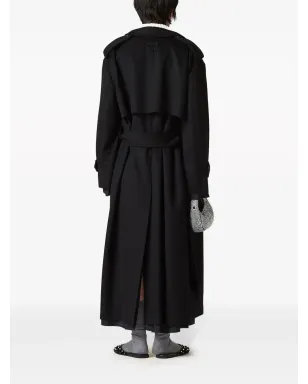 Miu Miu ダブルブレスト ベロア トレンチコート - Black - サムネイル3