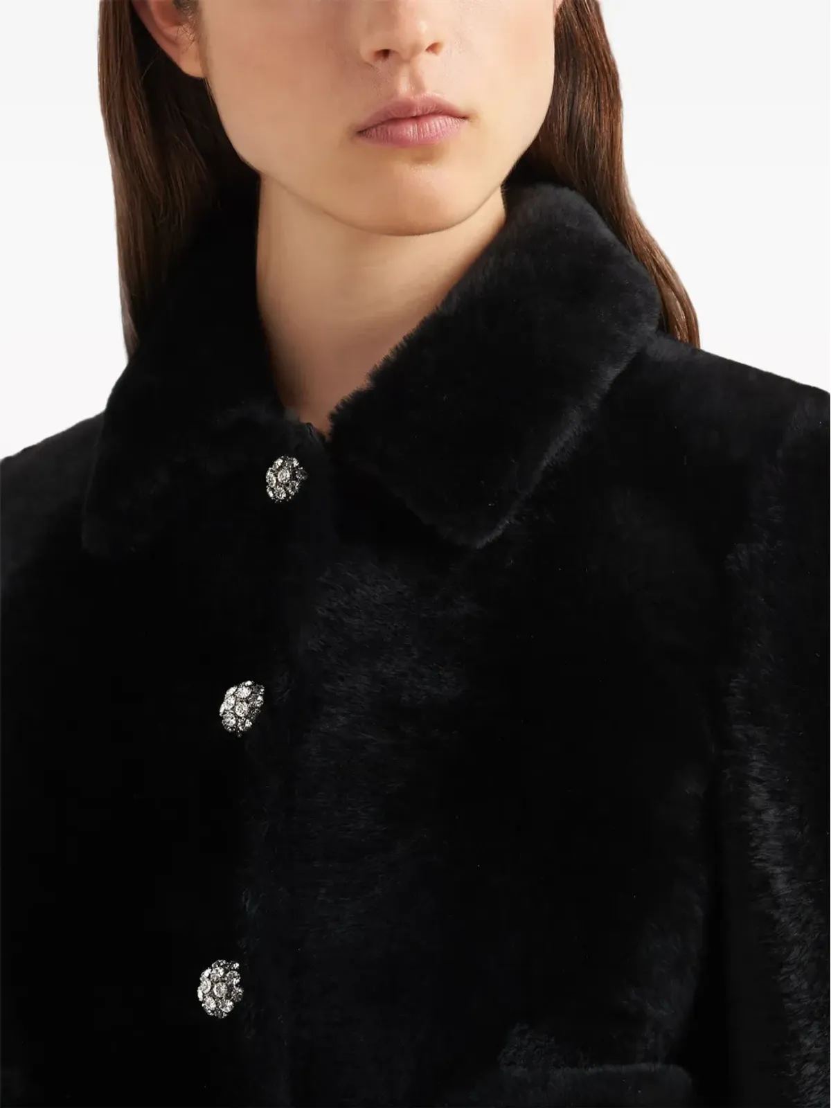 Prada クロップド シアーリング ジャケット ブラック - 画像5