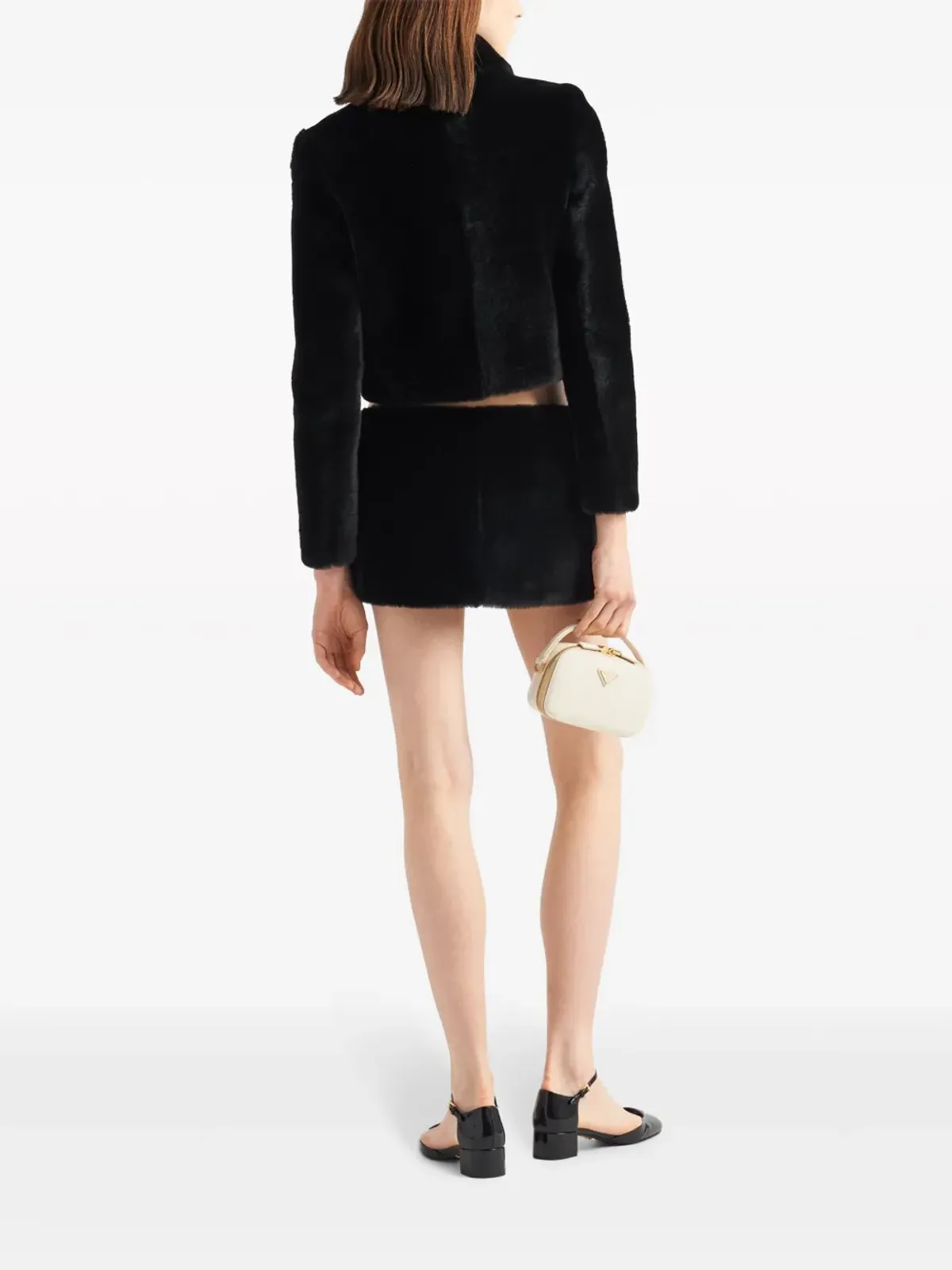 Prada クロップド シアーリング ジャケット ブラック - 画像3