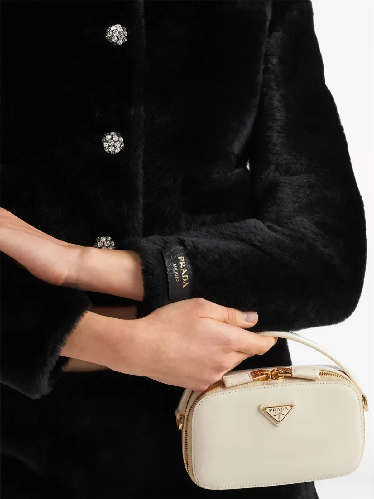 Prada クロップド シアーリング ジャケット ブラック - 画像4