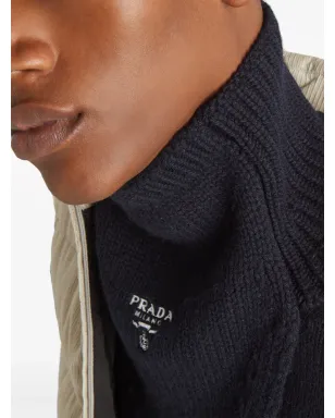 Prada ロゴ刺繍カシミアスカーフ ブラック - サムネイル3