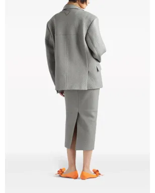 Prada レザー ミディスカート グレー - サムネイル3