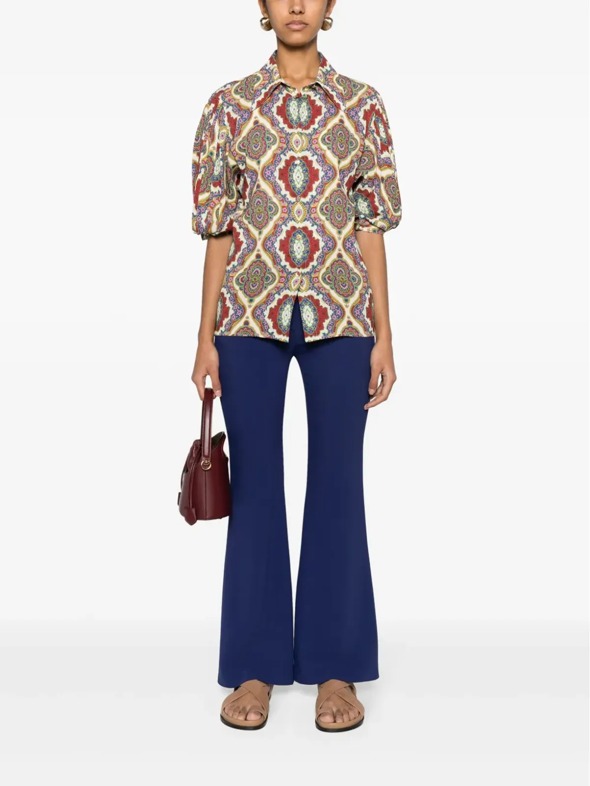 ETRO フレアテーラードパンツ ブルー - 画像2