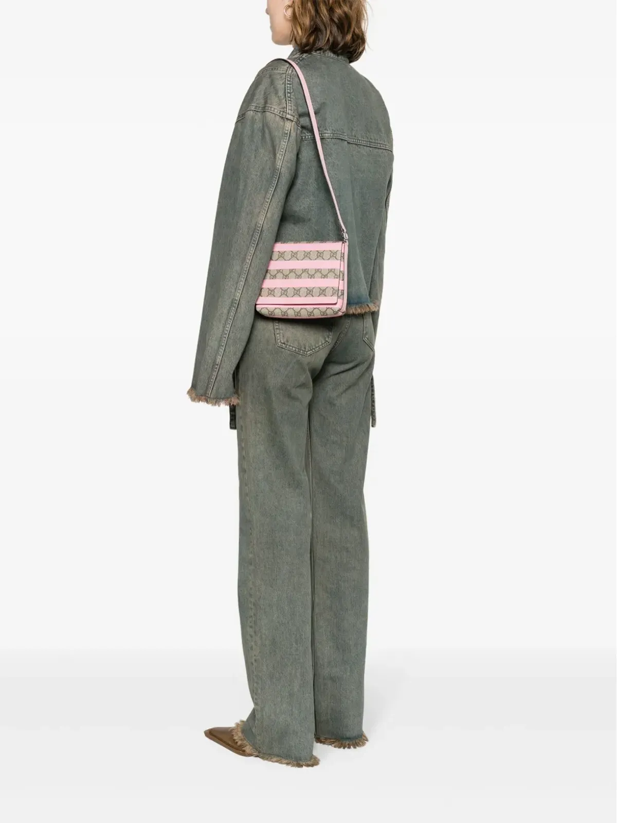 Gucci ビンテージ 2010年代 ストライプGGキャンバス ショルダーバッグ ネチュラル系 - 画像2