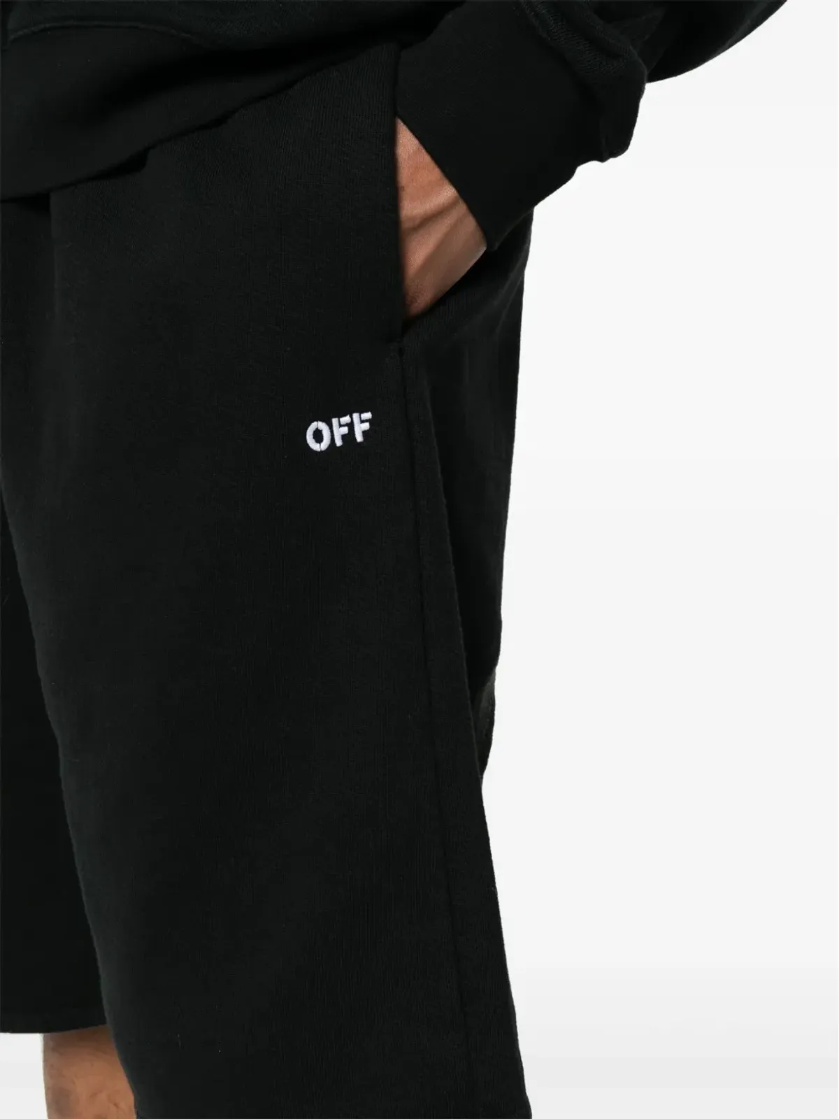 Off-White 斜めストライプのコットンショーツ ブラック - 画像5