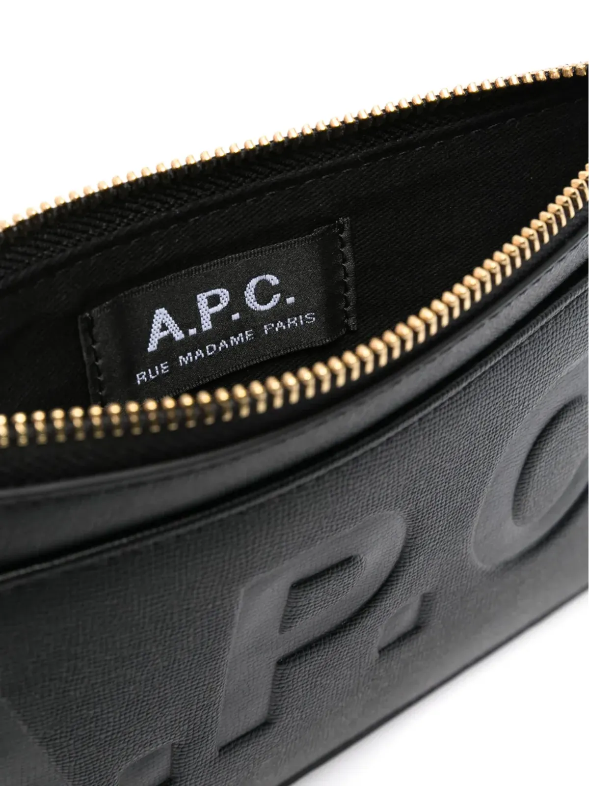 A.P.C. ロゴ型押し フェイクレザー クラッチバッグ ブラック - 画像5