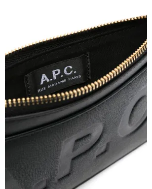 A.P.C. ロゴ型押し フェイクレザー クラッチバッグ ブラック - サムネイル5
