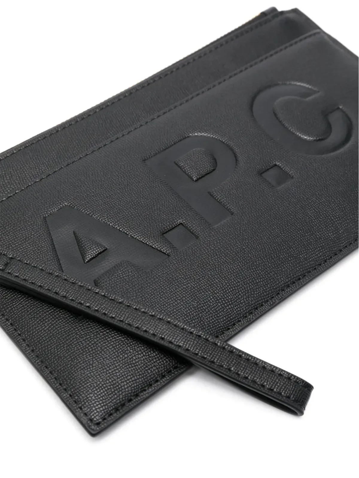 A.P.C. ロゴ型押し フェイクレザー クラッチバッグ ブラック - 画像4