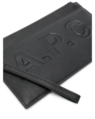 A.P.C. ロゴ型押し フェイクレザー クラッチバッグ ブラック - サムネイル4