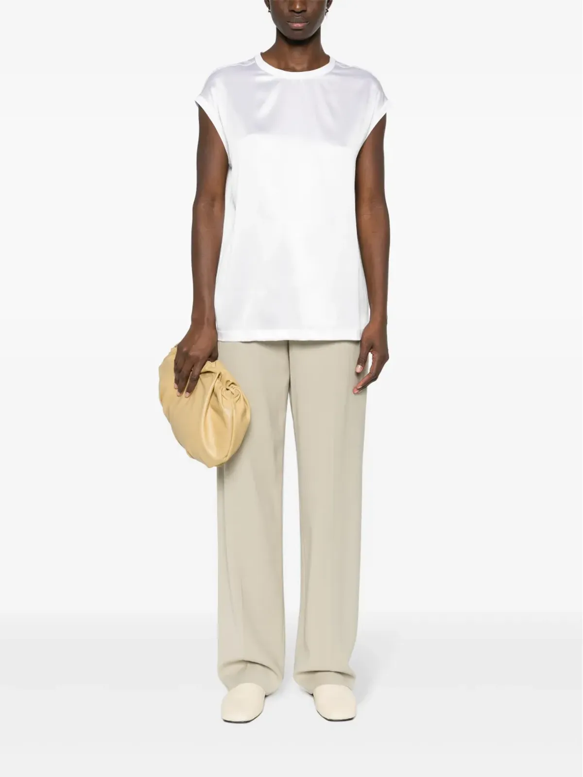 Brunello Cucinelli サテンストレッチシルクトップ - ホワイト - 画像2