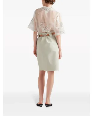 Prada フローラル刺繍入りシアーシルクシャツ - ホワイト - サムネイル3