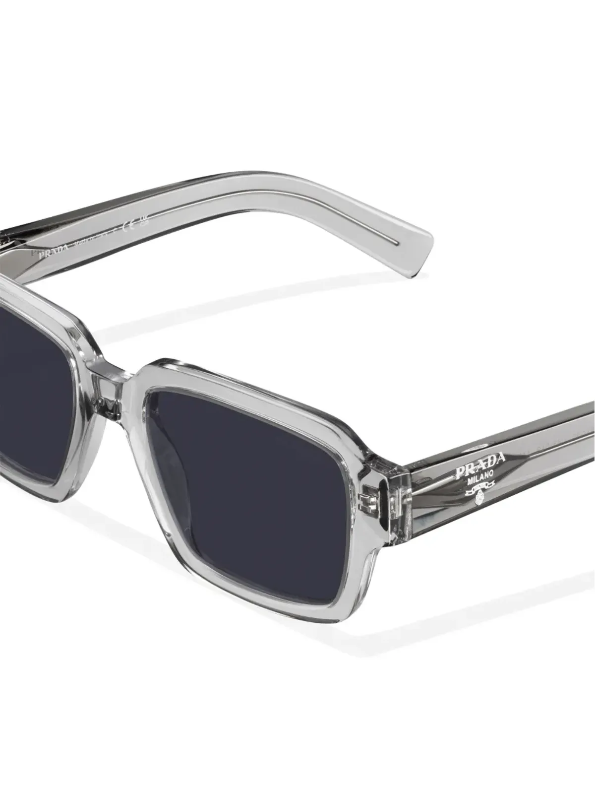 Prada ロゴディテールのスクエアフレーム サングラス - グレー - 画像4