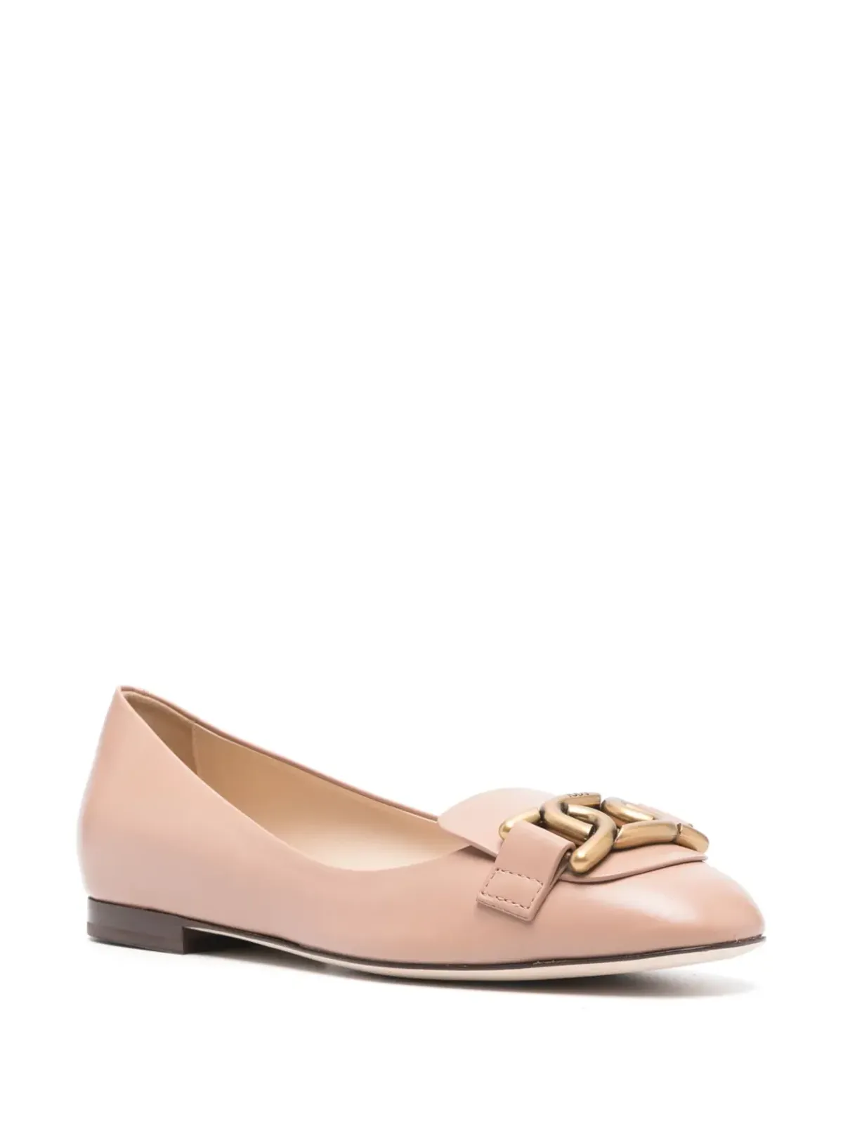Tod's チェーン付きレザー バレリーナシューズ ピンク - 画像2