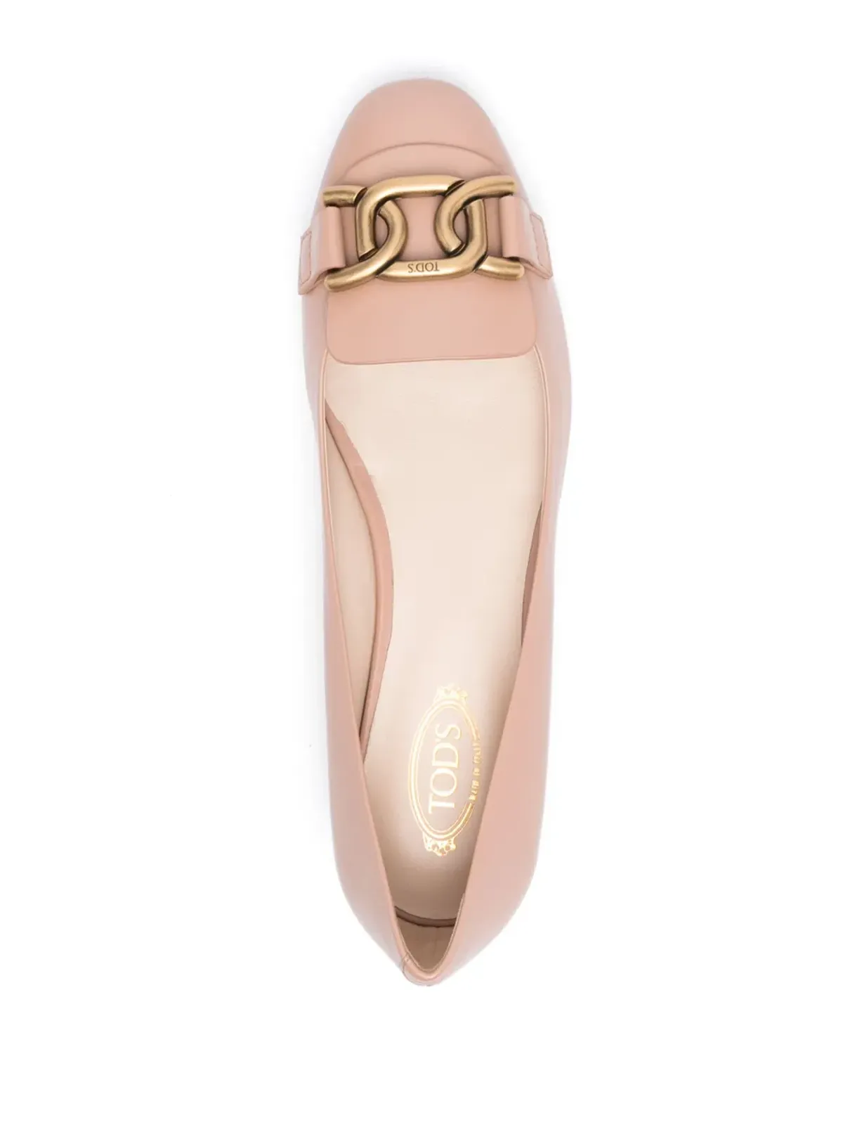 Tod's チェーン付きレザー バレリーナシューズ ピンク - 画像4