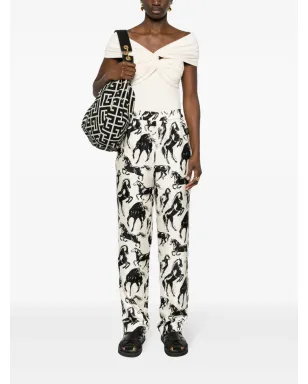 Balmain ホースプリント シルク テーパードパンツ - ニュートラルカラー - サムネイル2