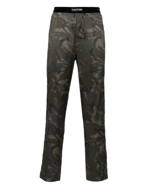 TOM FORD カモフラージュ サテン パジャマパンツ - グリーン - サムネイル1