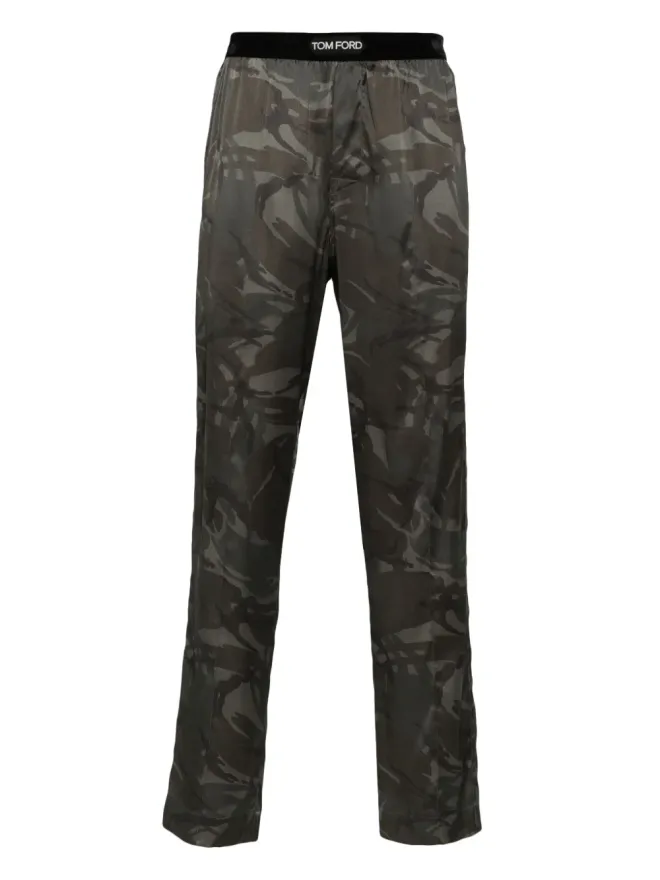 TOM FORD TOM FORD カモフラージュ サテン パジャマパンツ - グリーンの商品画像