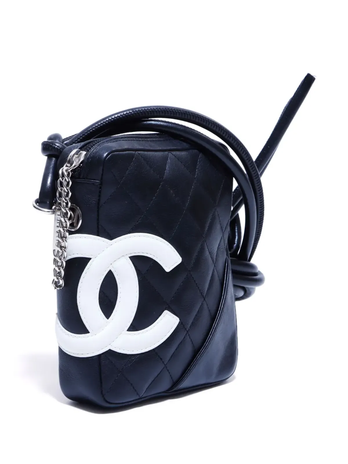 CHANEL ビンテージ 2004-2005 カンボンライン ミニジップ付き クロスボディバッグ - ブラック - 画像3