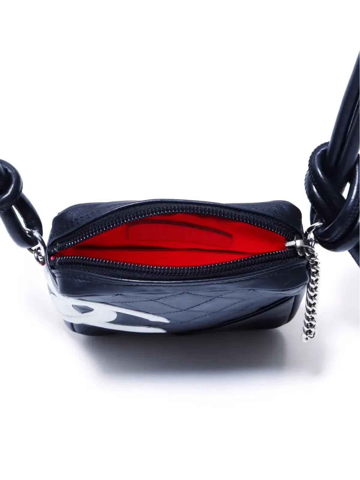 CHANEL ビンテージ 2004-2005 カンボンライン ミニジップ付き クロスボディバッグ - ブラック - 画像4