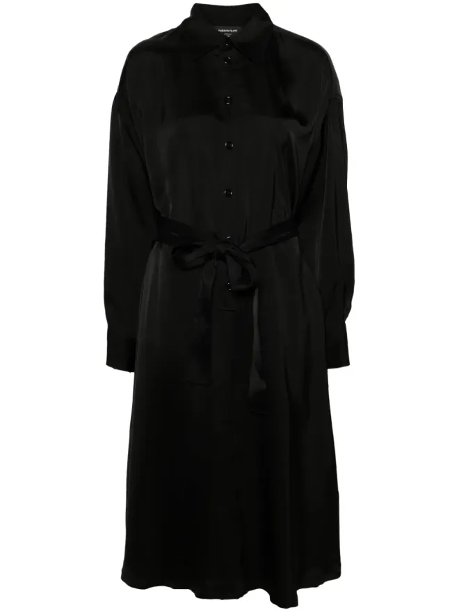 Fabiana Filippi Fabiana Filippi ベルト付きサテンシャツドレス - ブラックの商品画像