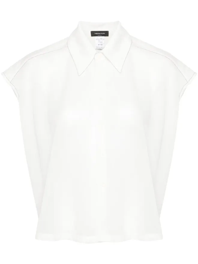 Fabiana Filippi Fabiana Filippi ファインニット ノースリーブ シャツ ホワイトの商品画像