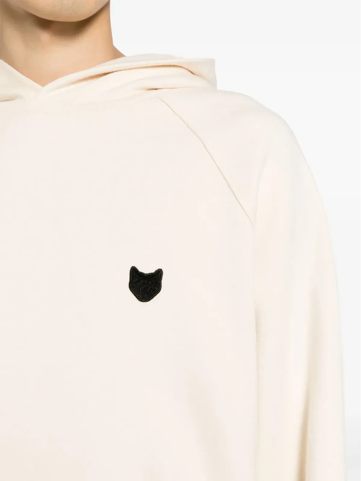 ZZERO BY SONGZIO Panther-embroidered cotton hoodie - Neutrals - 画像5