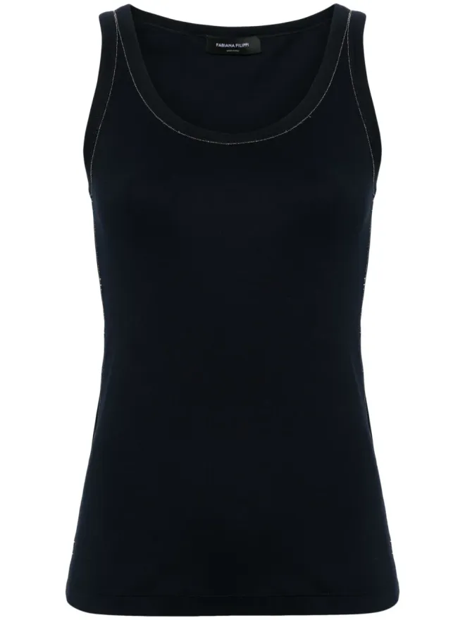 Fabiana Filippi Fabiana Filippi ビーズ装飾の細リブ タンクトップ - ブルーの商品画像