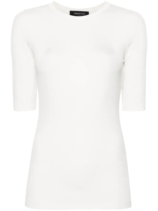 Fabiana Filippi Fabiana Filippi カットアウト細リブトップ ホワイトの商品画像