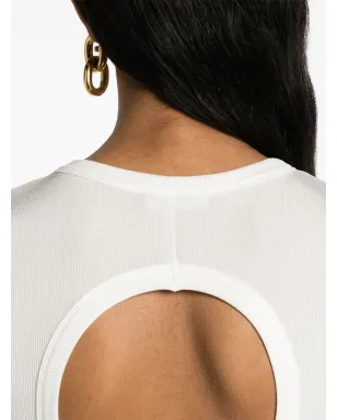 Fabiana Filippi カットアウト細リブトップ ホワイト - サムネイル5