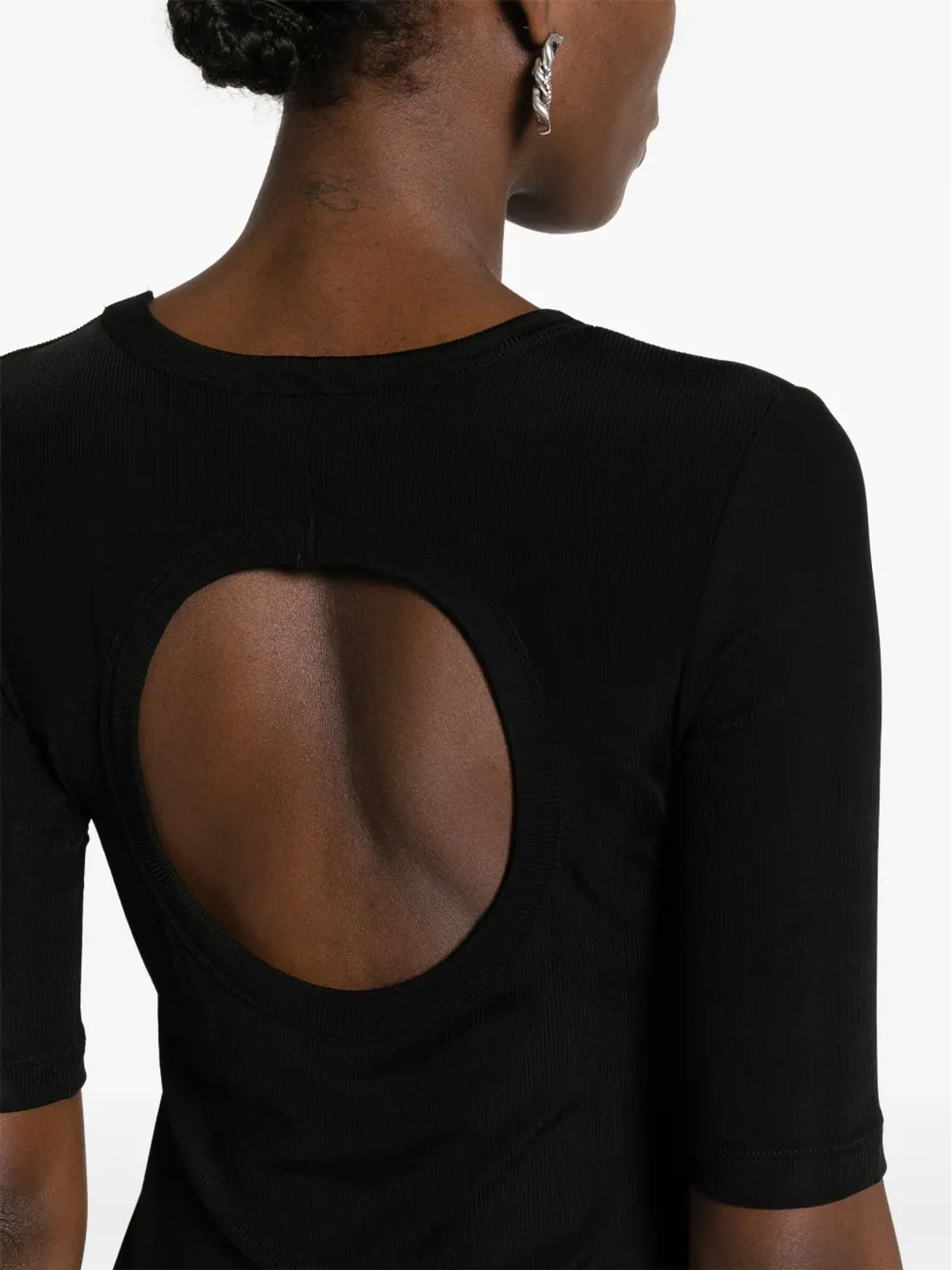 Fabiana Filippi カットアウト細リブTシャツ ブラック - 画像5