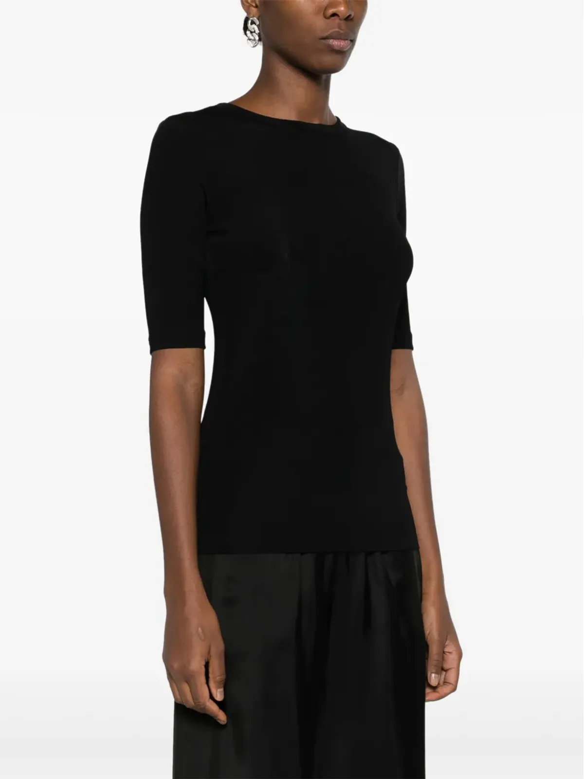 Fabiana Filippi カットアウト細リブTシャツ ブラック - 画像3