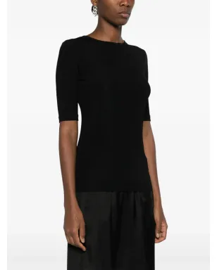 Fabiana Filippi カットアウト細リブTシャツ ブラック - サムネイル3